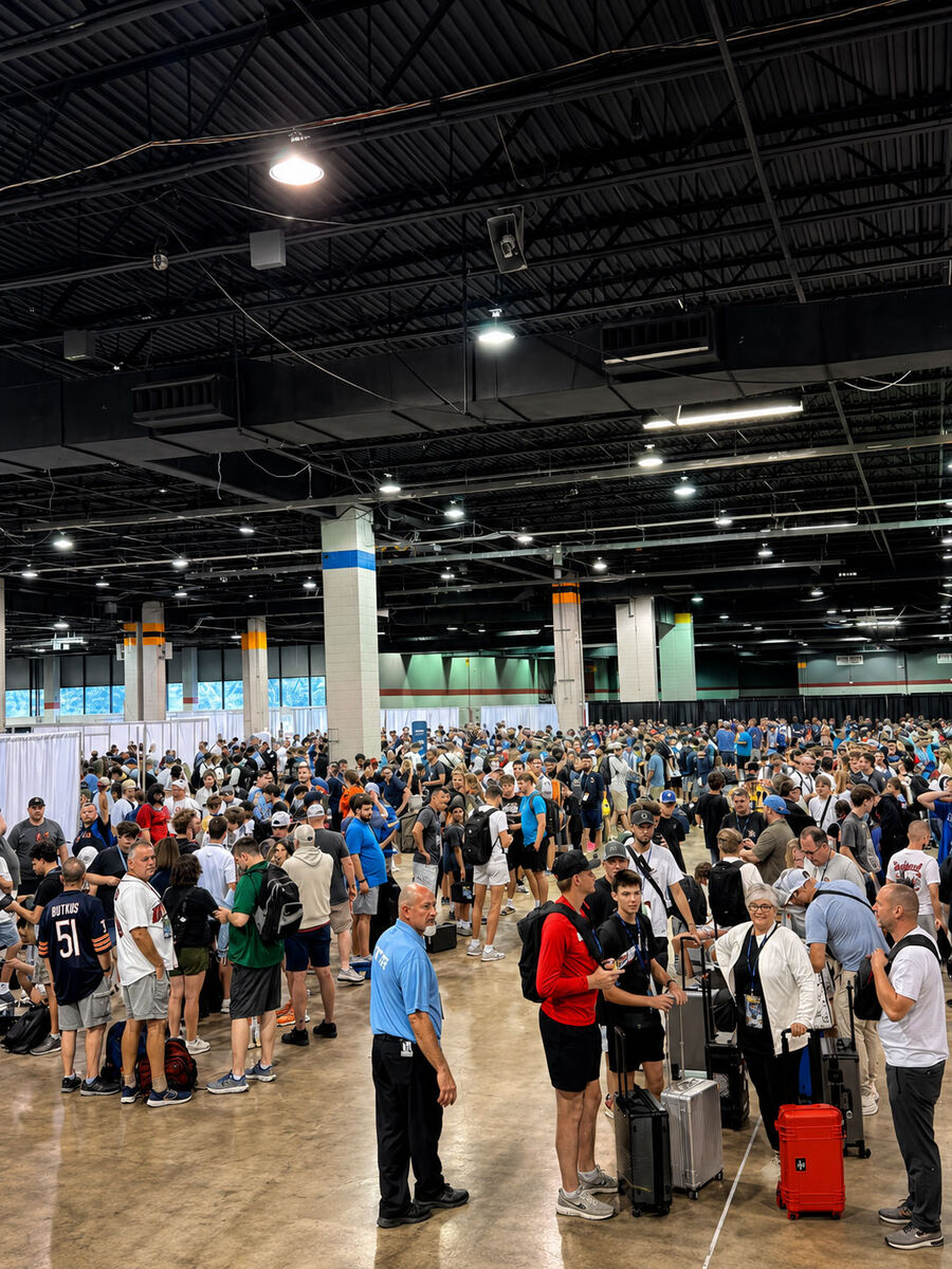 Crowds of collectors filling the convention floor at The National